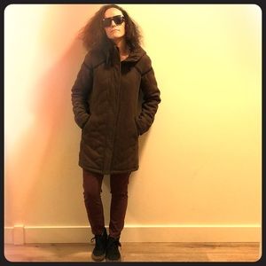 Prana Calla long wool blend coat w removable hood